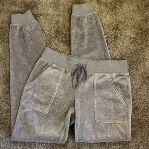 NYC Joggers. Cuffed, rhinestone grommets at waist. Plush velvet. XS